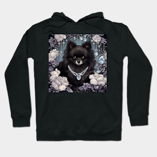 Jewelled Black Pom Hoodie